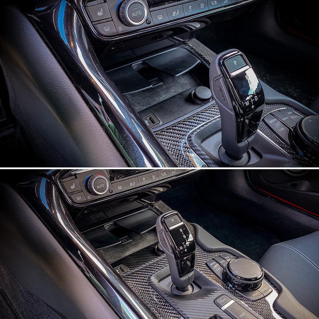 3D Carbon Phone Charger / USB / Cigarette Lighter Tray Overlay - 2020+ Supra