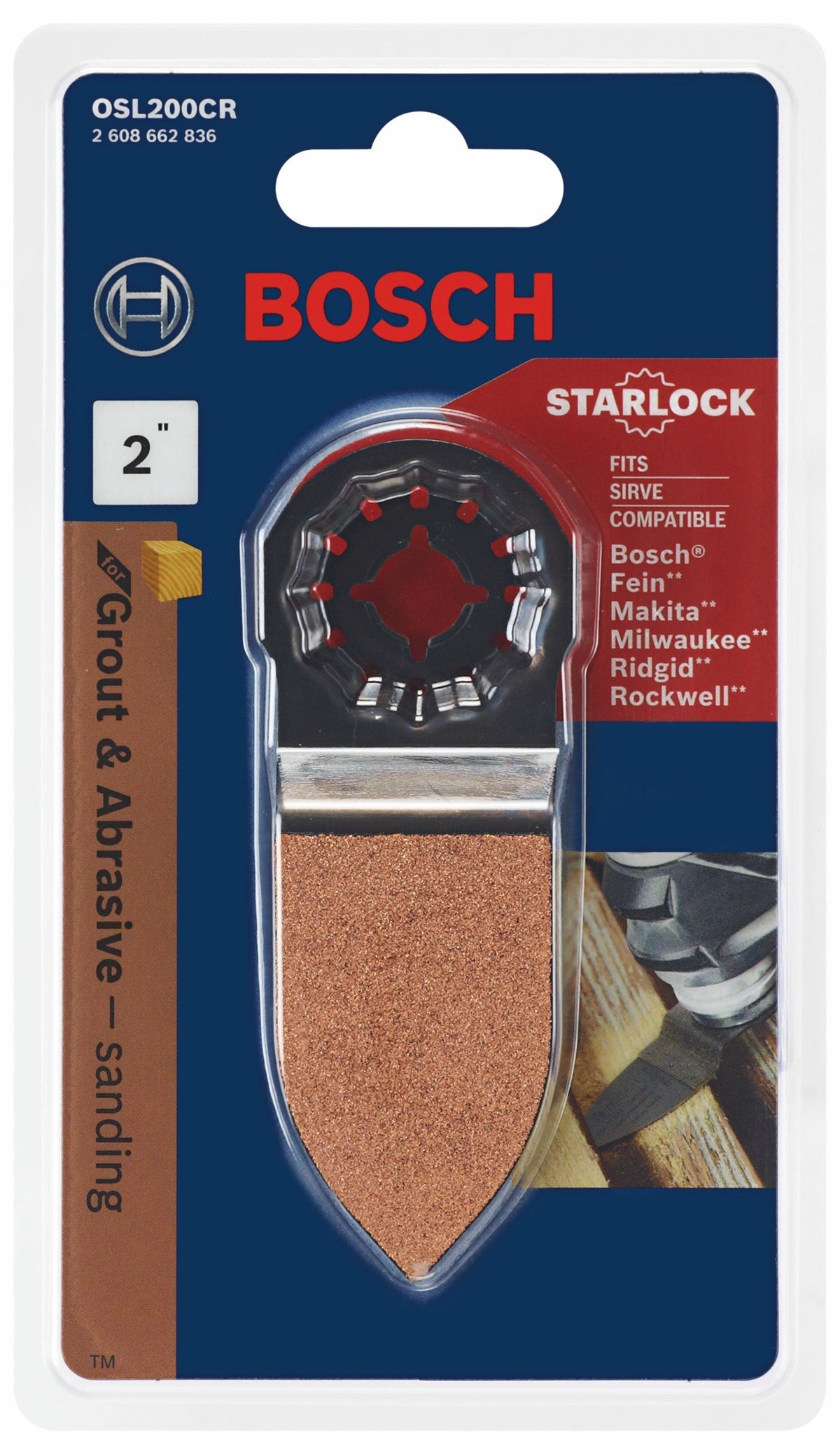 BOSCH OSL200CR 2 In. Starlock® Oscillating Multi Tool Carbide Grit Sanding Finger