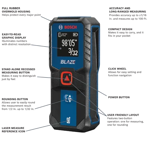BOSCH GLM100-23 BLAZE™ 100 Ft. Laser Measure