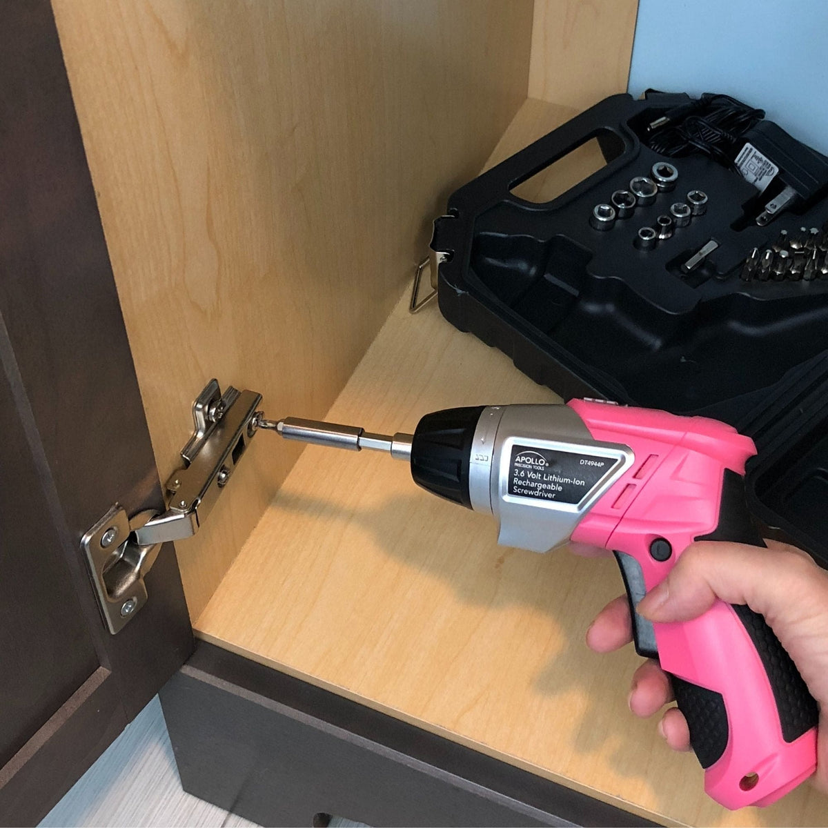 3.6 Volt Lithium-Ion Rechargeable Screwdriver with 45 Piece Accessory Set - Pink DT4944P