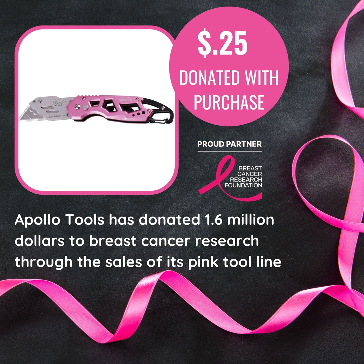 Ergonomic Stainless Steel, Lightweight, Foldable Pink Utility Knife with Carabiner Clip and Fast-Change Blade - DT5017P