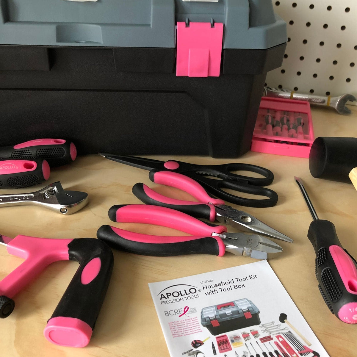 Pink 170 Piece Household Tool Kit with New and Improved Tool Box - DT7103P