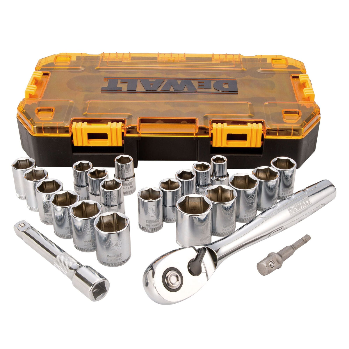DeWalt DWMT73813 Drive Socket Set, SAE/Metric, 1/2-Inch, 23-Piece