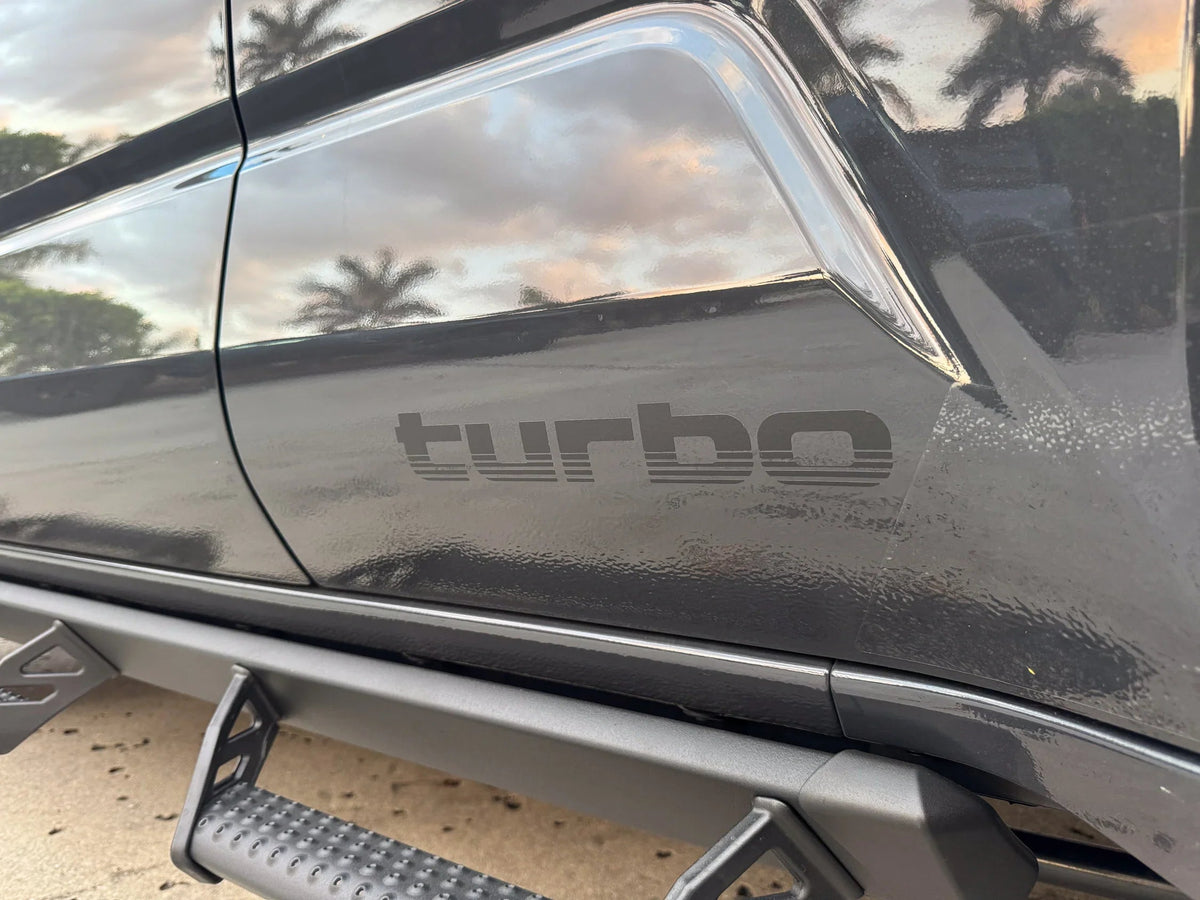 Turbo Retro Style Graphic Fender Decals (Pair) - Universal