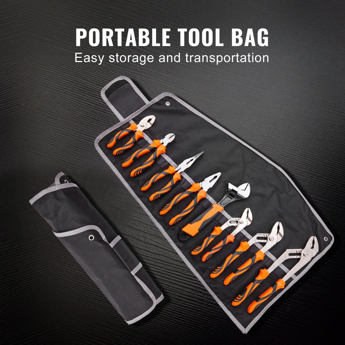8-Piece Pliers Set High Carbon Steel 12"/10"/8" Pliers and Tool Bag