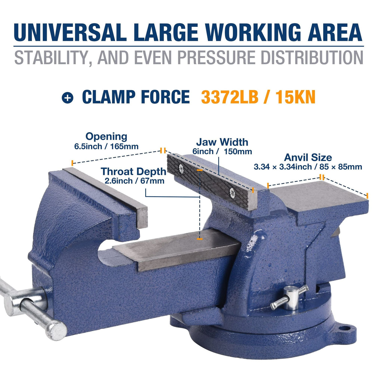 Bench Vise, Jaw Swivel Base Clamp On Vice Table Vise Heavy Duty Bench Vise