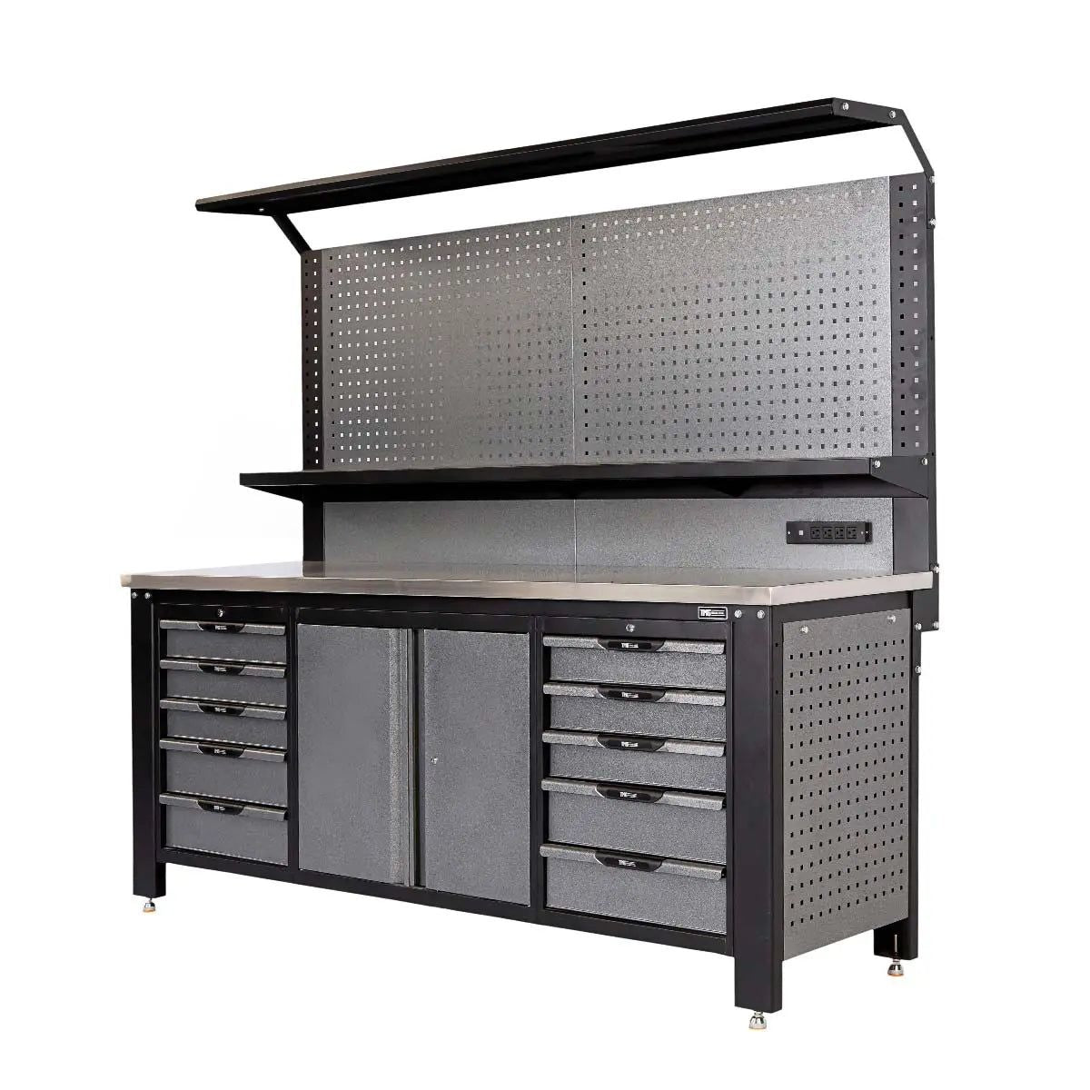 7' Extreme Duty Steel Garage Workbench w/Pegboards