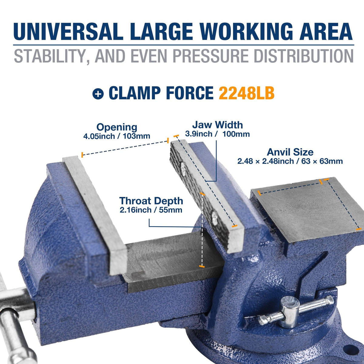 Bench Vise, Jaw Swivel Base Clamp On Vice Table Vise Heavy Duty Bench Vise