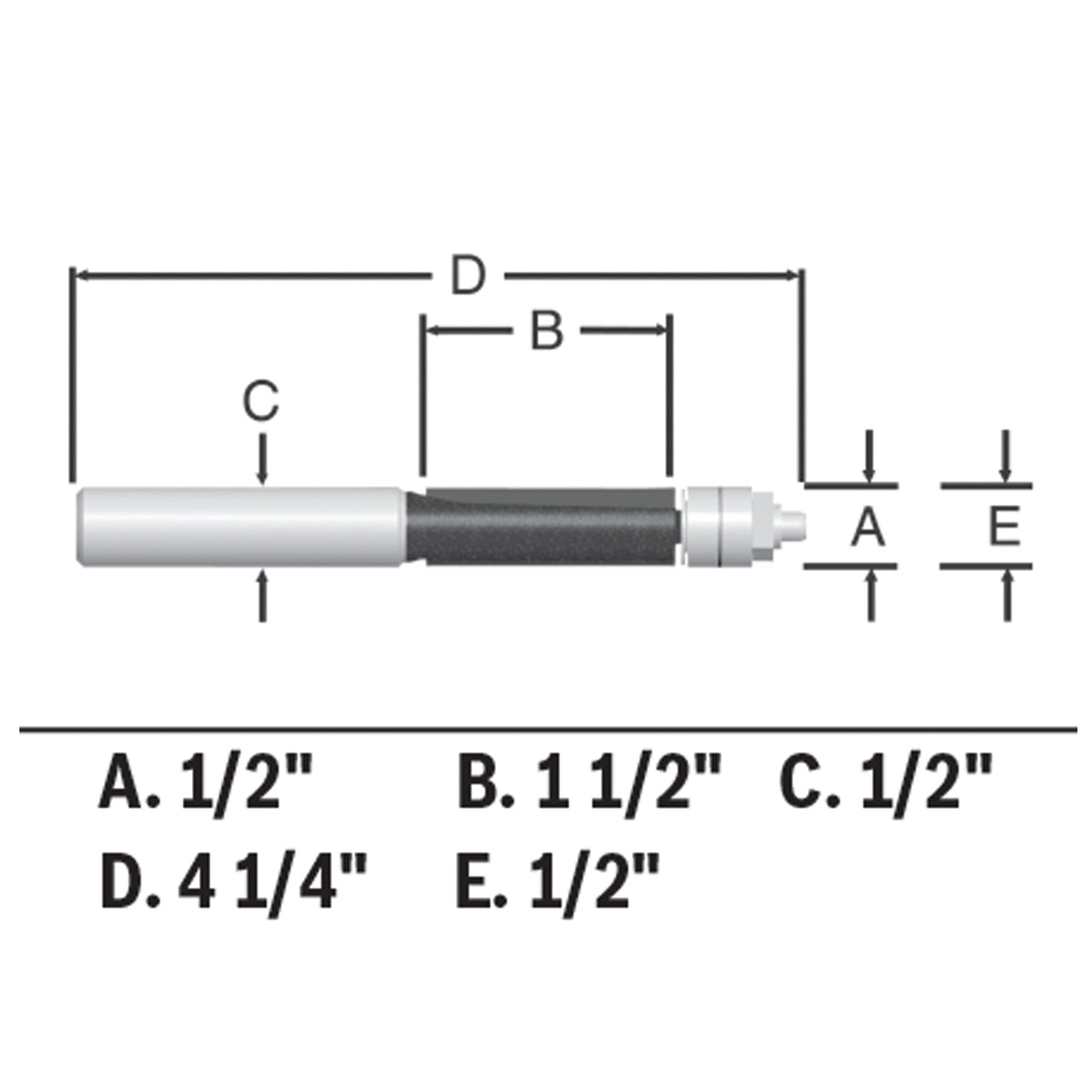 BOSCH 85601MC 1/2 In. x 1-1/2 In. Carbide-Tipped Double-Flute Template Trim Router Bit