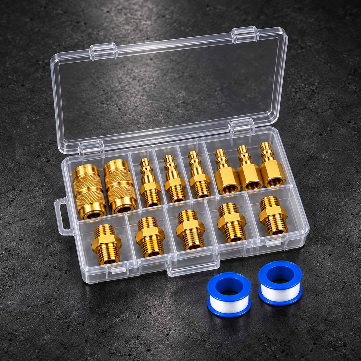 15-Piece Quick Connect Air Compressor Fitting Kit - Professional Grade Brass NPT Connections Set with Storage Case