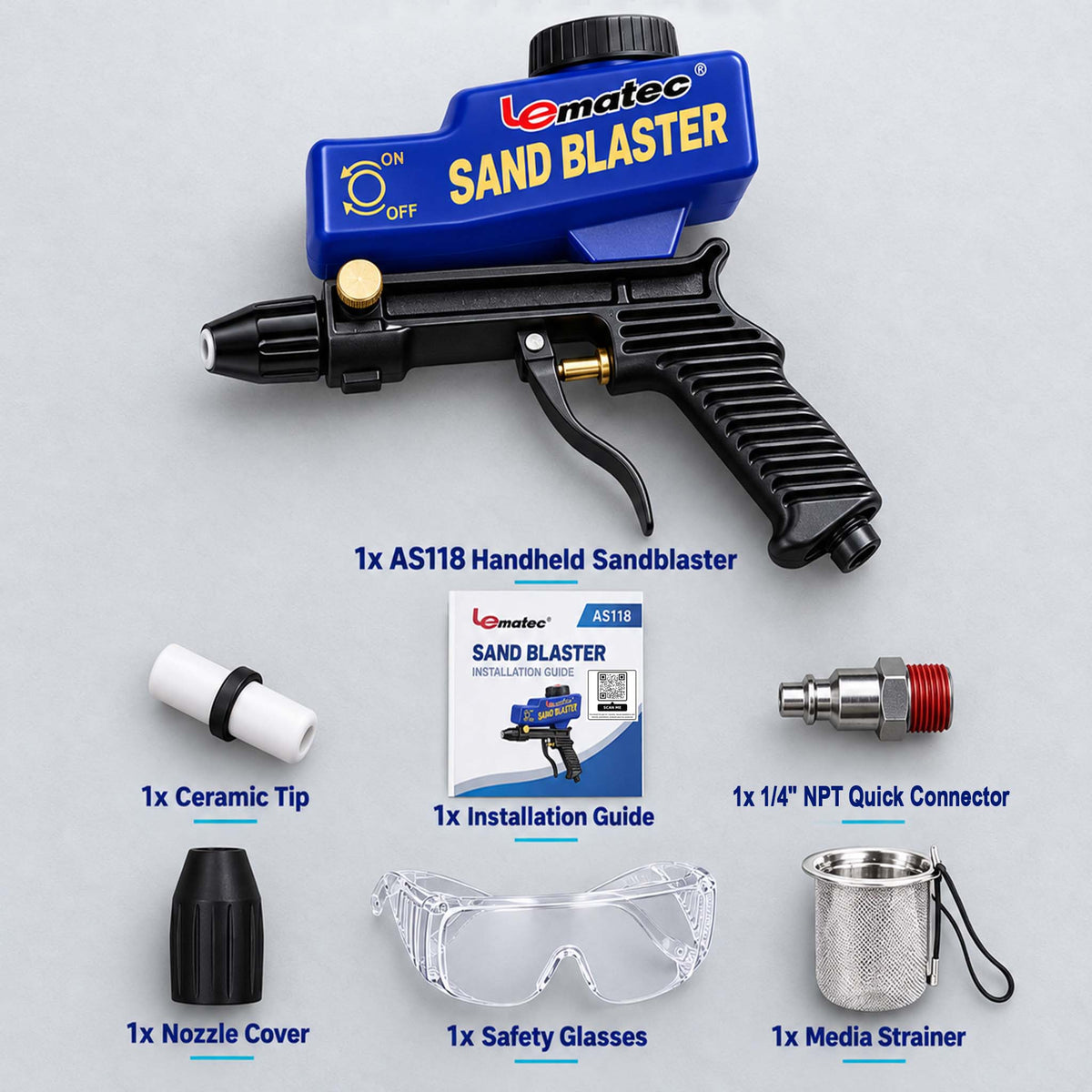 Handheld Sandblaster for Etching & Rust | LE LEMATEC Portable