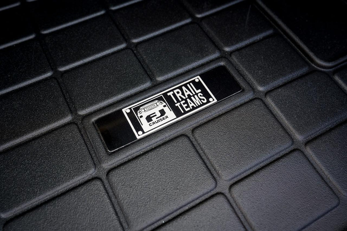 Toyota FJ Cruiser "Trail Teams" Weathertech Floor Mat Logo (Etched Metal) - Universal