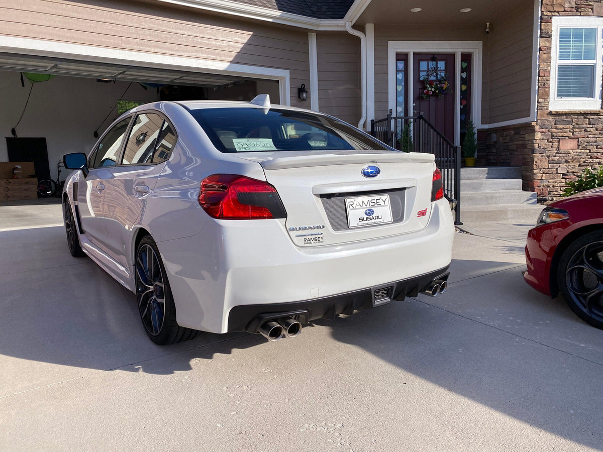 V1 3D Carbon License Plate Panel Black Out Overlays - 2015-2020 Subaru WRX / STI