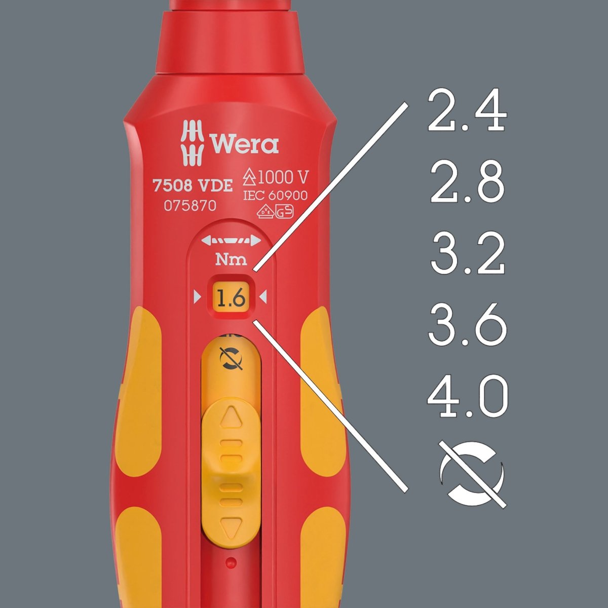 Wera 7508 VDE Kraftform Safe-Torque Speed Torque Screwdriver 0.4-2.0 Nm 05075870001