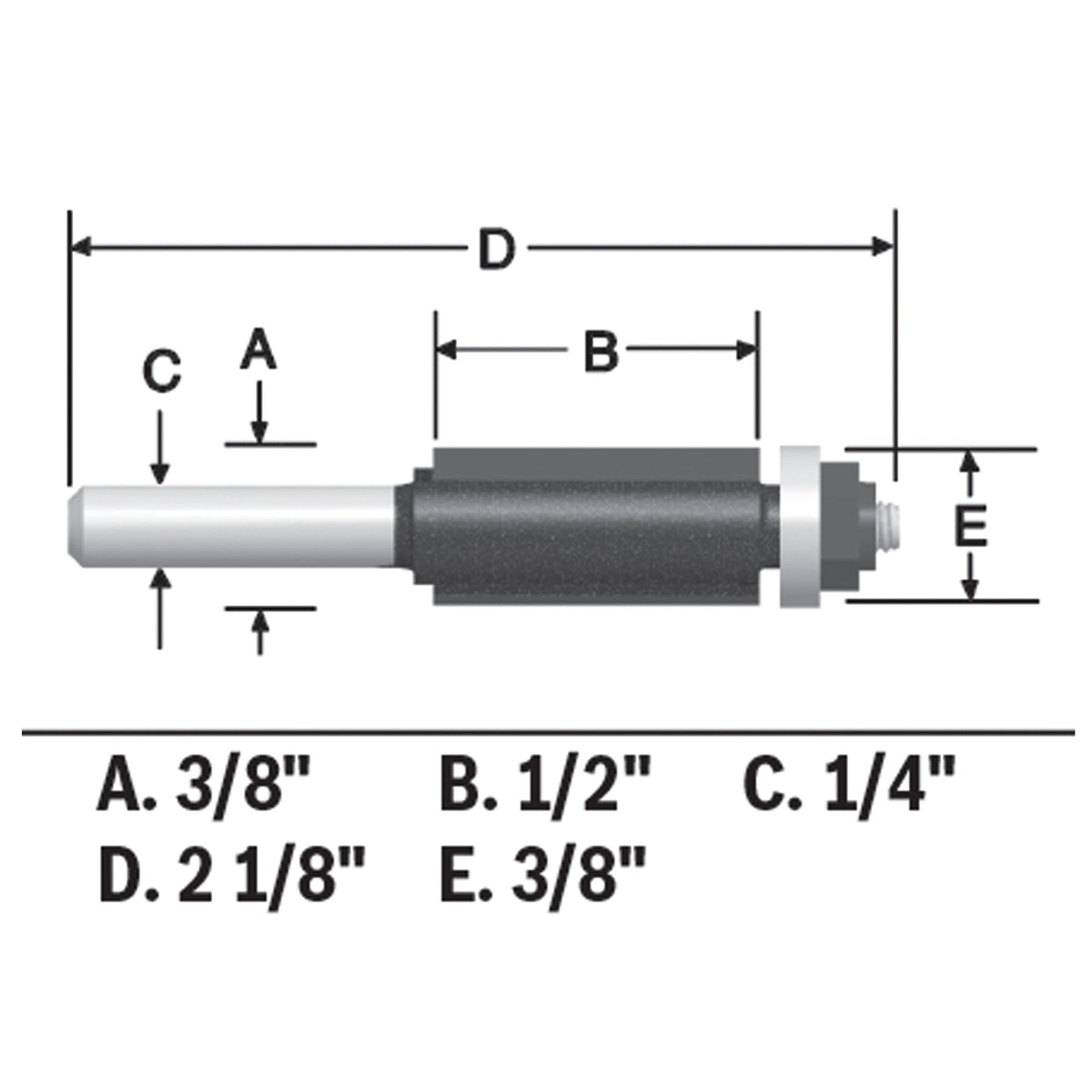 BOSCH 85269MC 3/8 In. x 1/2 In. Carbide-Tipped Double-Flute Flush Trim Router Bit