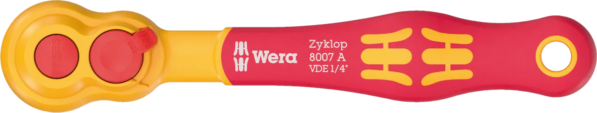 Wera 8007 A VDE Zyklop 1/4" Insulated Ratchet – 1000V Rated (05004866001)