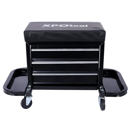 350-Pound Capacity Garage Glider Rolling Tool Chest Seat with Ample Storage - Steel