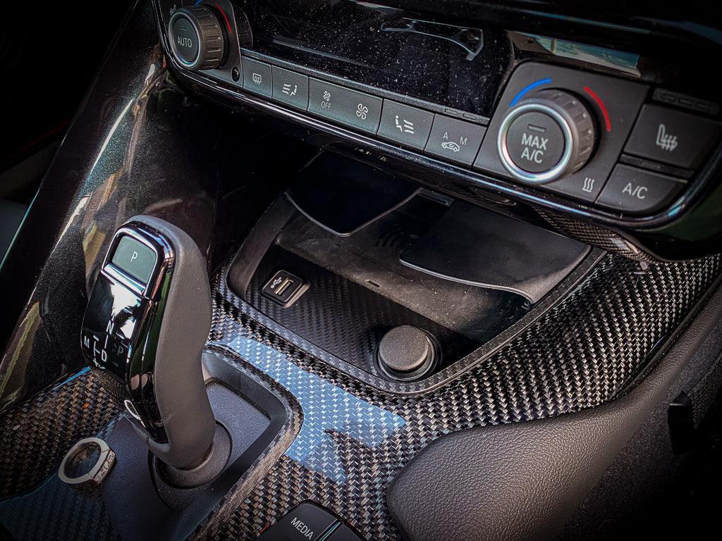 3D Carbon Phone Charger / USB / Cigarette Lighter Tray Overlay - 2020+ Supra