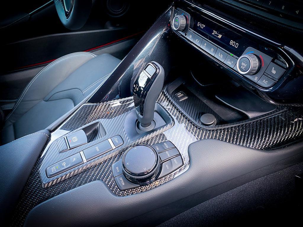 3D Carbon Phone Charger / USB / Cigarette Lighter Tray Overlay - 2020+ Supra