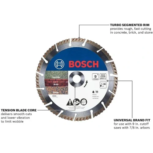 Bosch DB944 9" Premium Turbo Segmented Rim Diamond Abrasive Blades