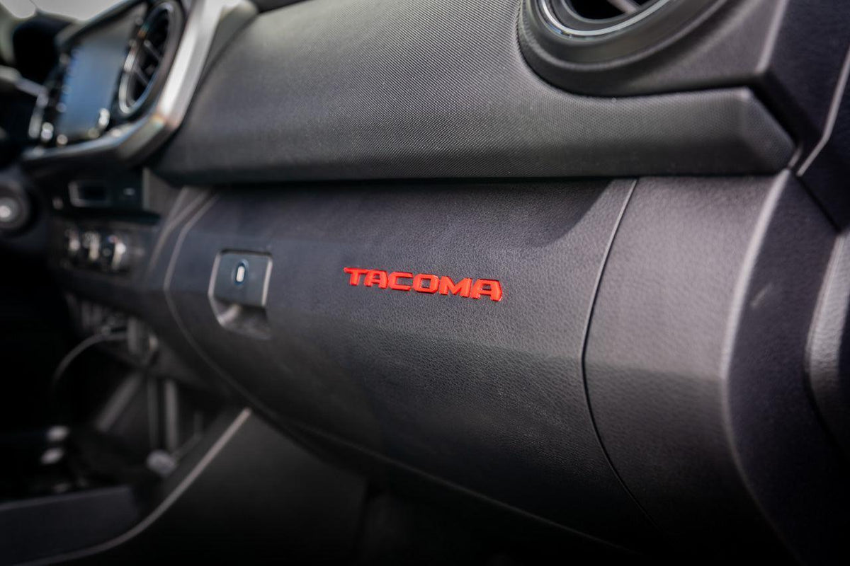 Glove Box "TACOMA" Acrylic Logo Inlays (Laser Series) - 2016-2023 Tacoma