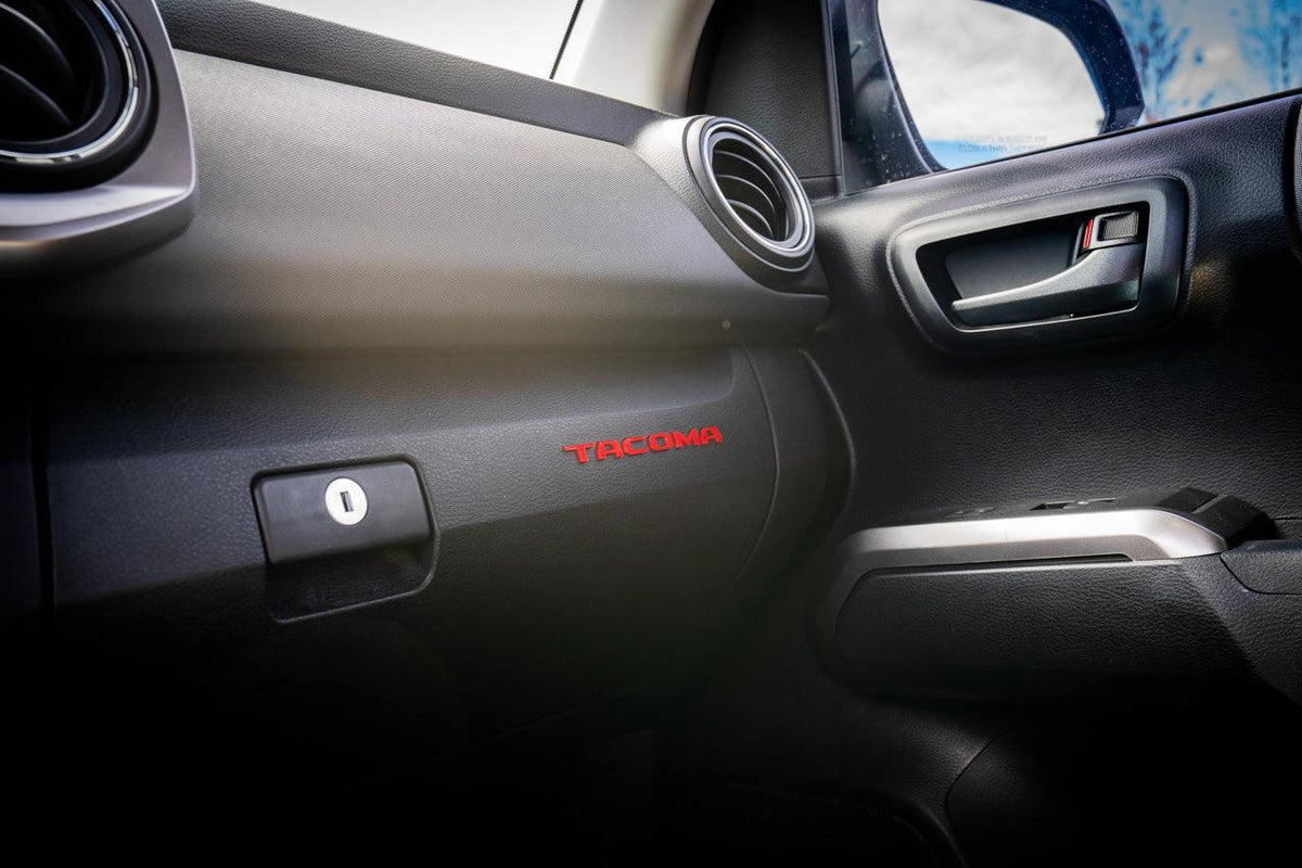 Glove Box "TACOMA" Acrylic Logo Inlays (Laser Series) - 2016-2023 Tacoma