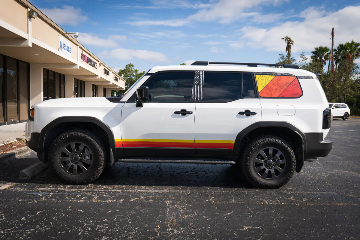 TRD Style Topographic Rear Window Overlays - 2024+ Land Cruiser