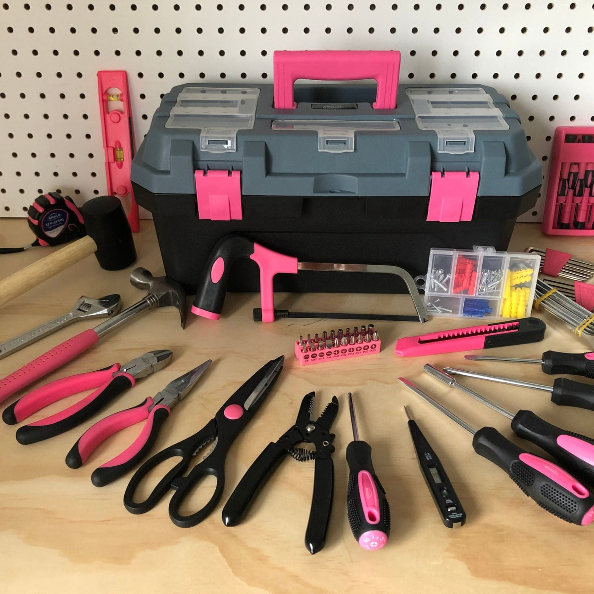 Pink 170 Piece Household Tool Kit with New and Improved Tool Box - DT7103P