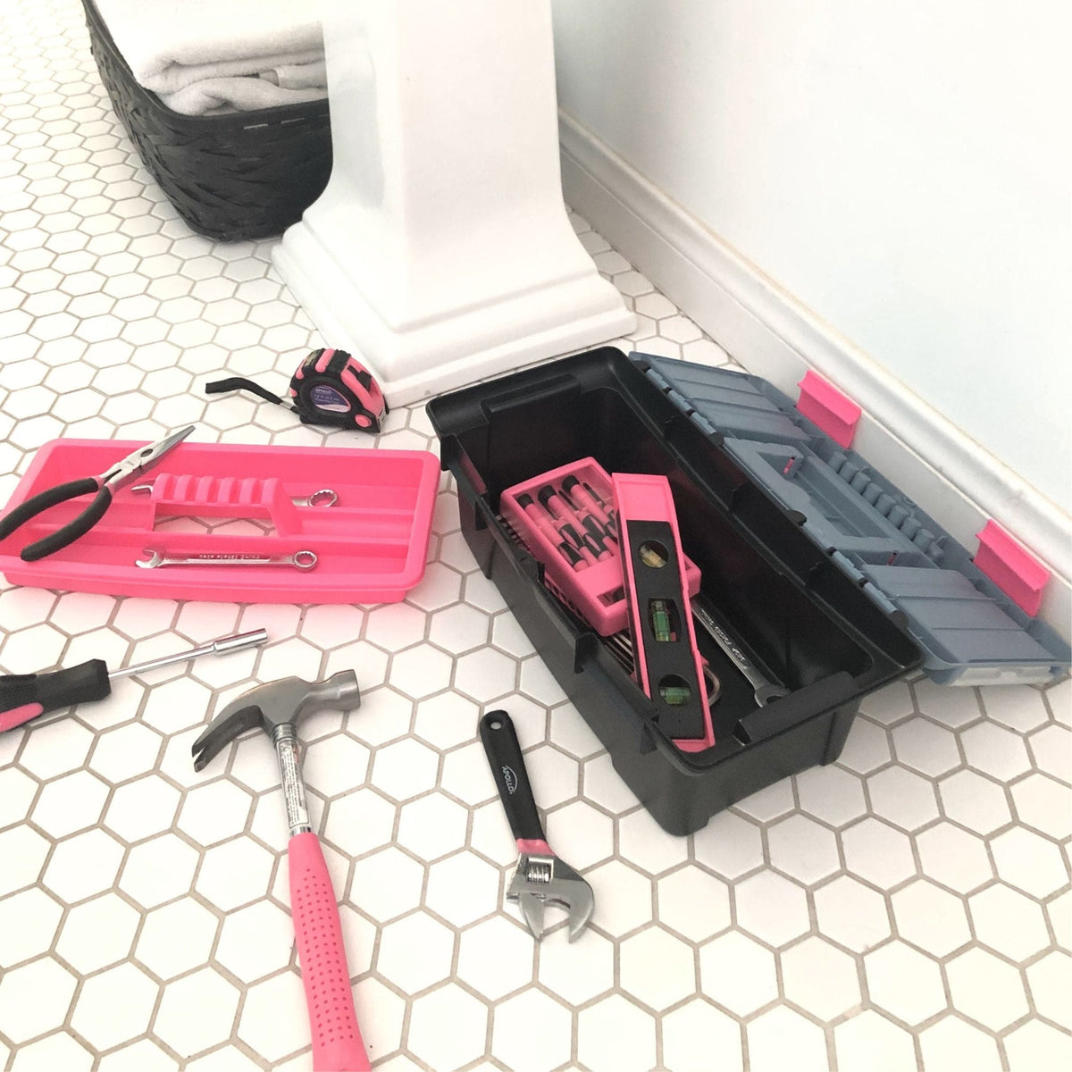 53 Piece Household Tool Kit with Tool Box Pink- DT9773P