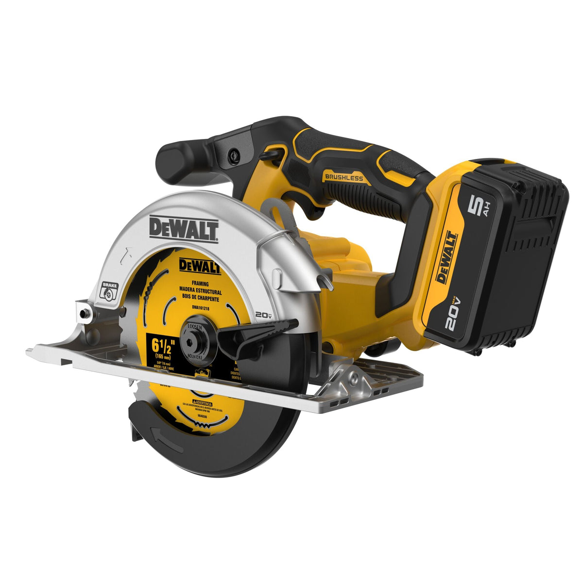 DeWalt DCS565P1 20V MAX* XR 6-1/2 in. Brushless Cordless Circular Saw Kit