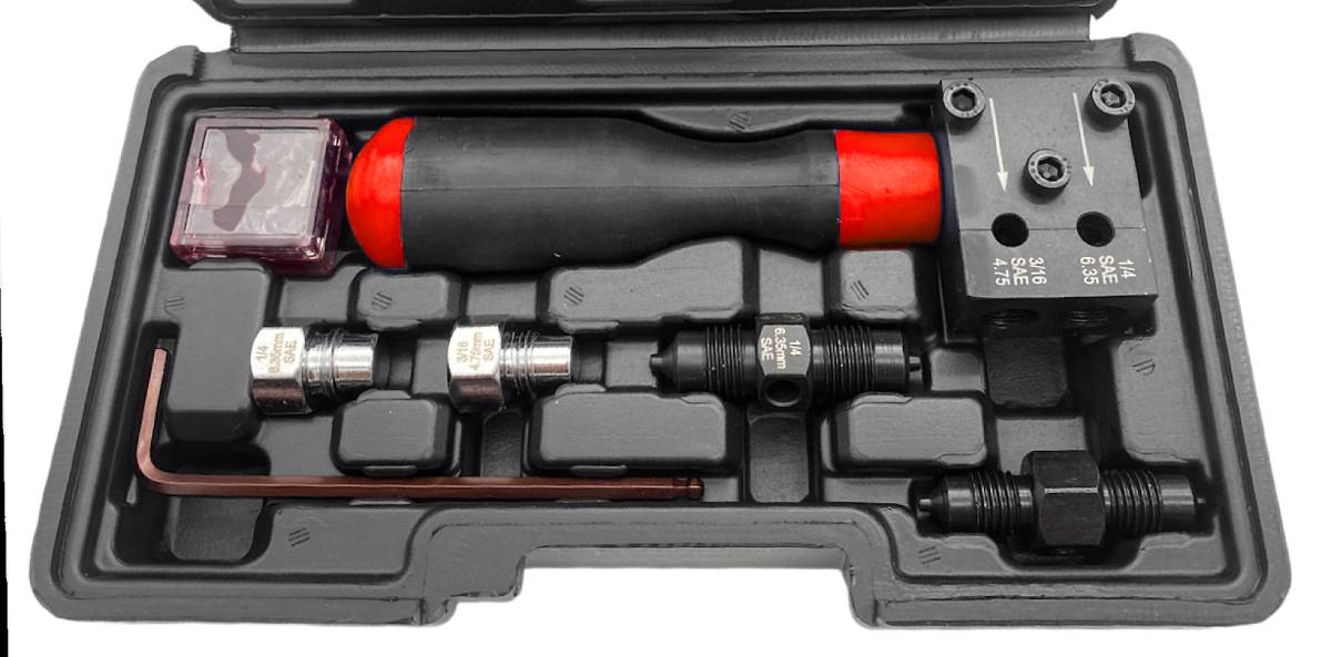 Granatelli Dual Brake Flaring Tool – 45° Double Flare Tool for 3/16" & 1/4" Brake Lines - 540108