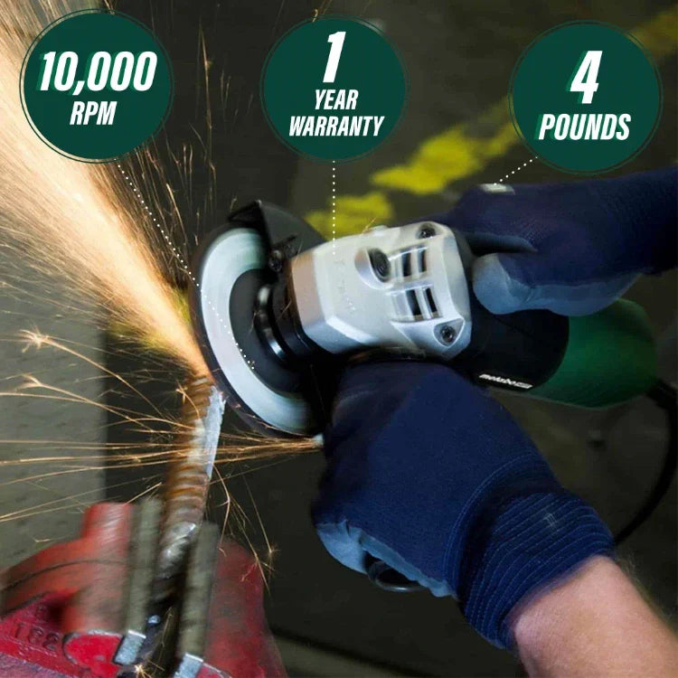 Metabo HPT G12SR4M 4-1/2 Inch 6.2 Amp Slide Switch Angle Grinder Kit w/ 5 Abrasive Wheels
