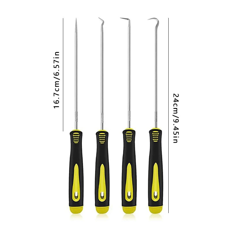 4 Pieces Long Pick & Hook Set | Gasket Puller Pick Tools for Removing Car Auto Oil Seal