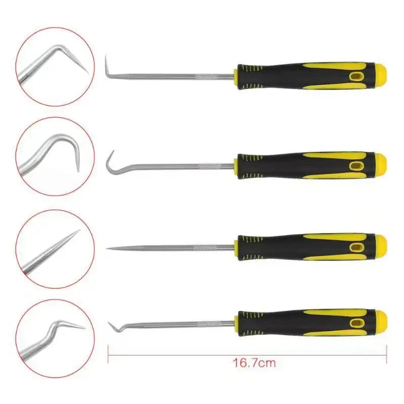 4 Pieces Long Pick & Hook Set | Gasket Puller Pick Tools for Removing Car Auto Oil Seal