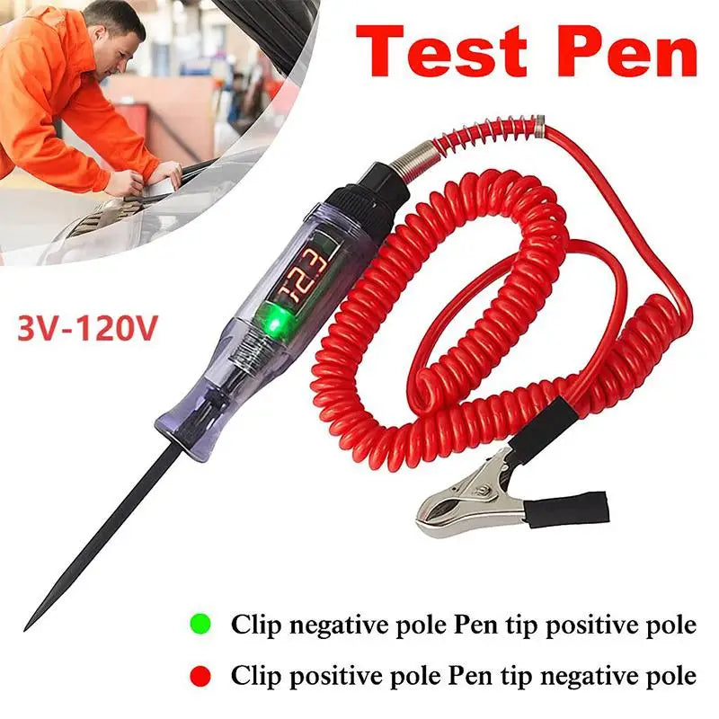 Car Truck Voltage Circuit Tester Digital Display Long Probe Pen | 3V-120V Automotive Electrical Tester