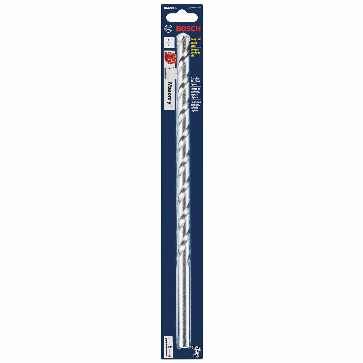 BOSCH BM2016 1/2 In. X 11 In. X 13 In. Fast Spiral Rotary Masonry Drill Bit