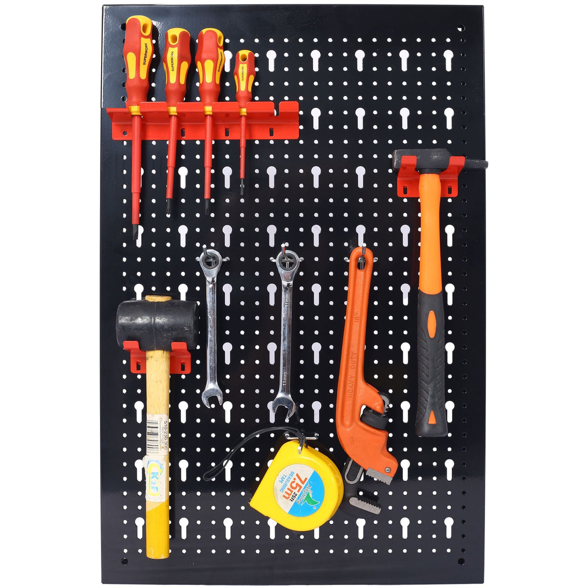 Pegboard Wall Organizer, 4ft Metal Garage Pegboard Tool Organizer w/3 Pegboards