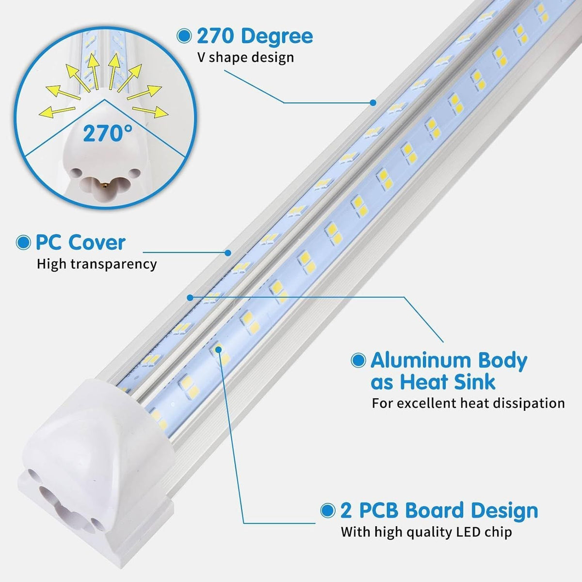Led Shop Lights 4FT 110V Linkable for Shop Garage (4-Pack)