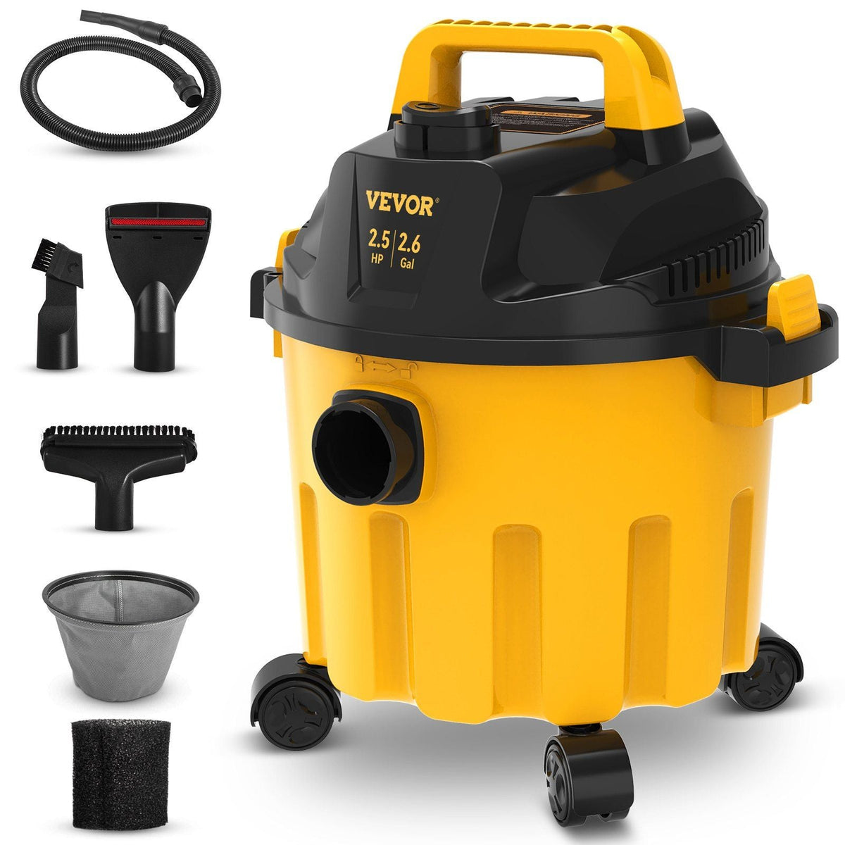 Wet Dry Vac 2.6 Gallon 2.5 Peak HP 3 in 1 Portable Shop Vacuum