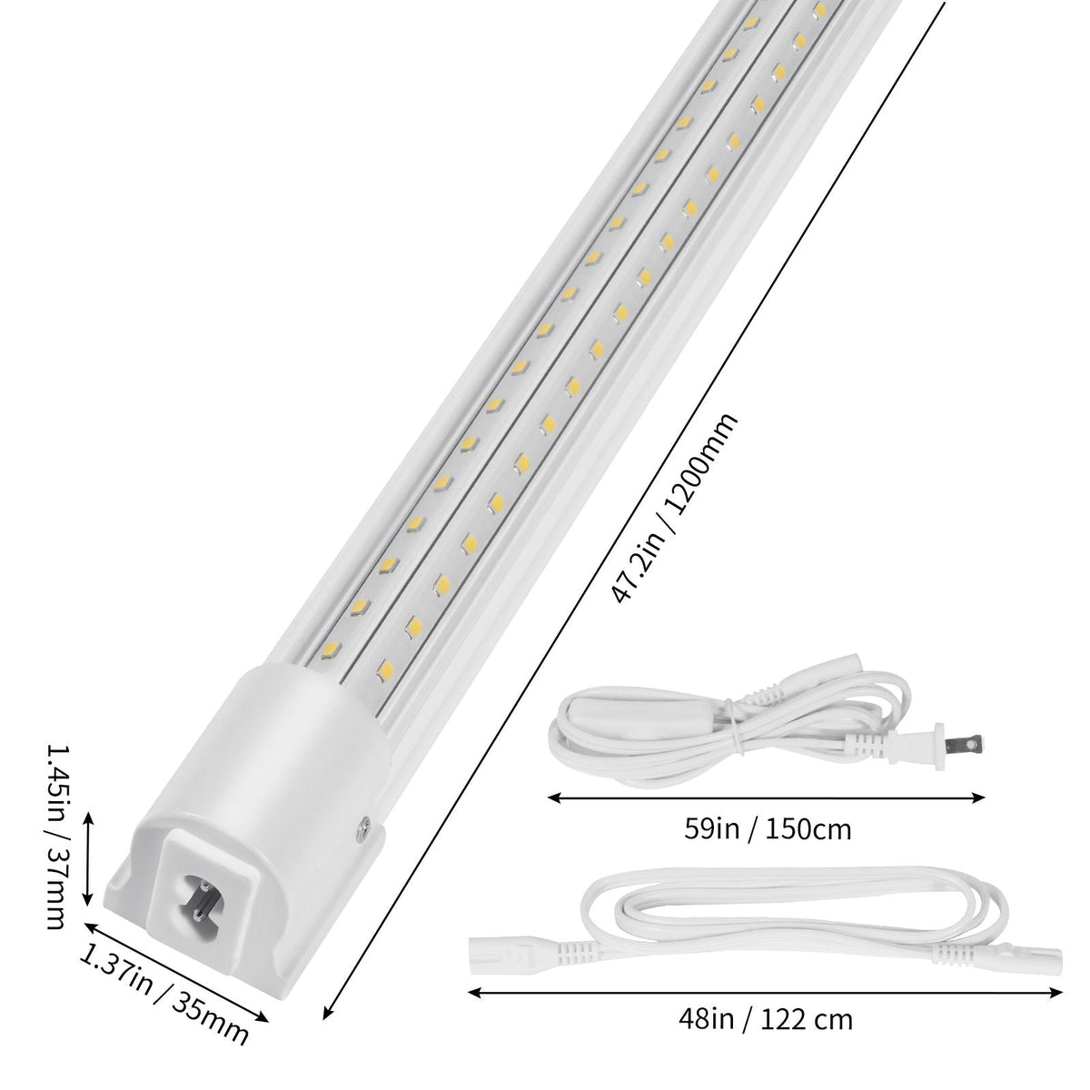 10 Pack LED Shop Light 4 FT 40W Linkable Light Fixture 6500 LM 59 in Power Cords with ON/OFF Switch