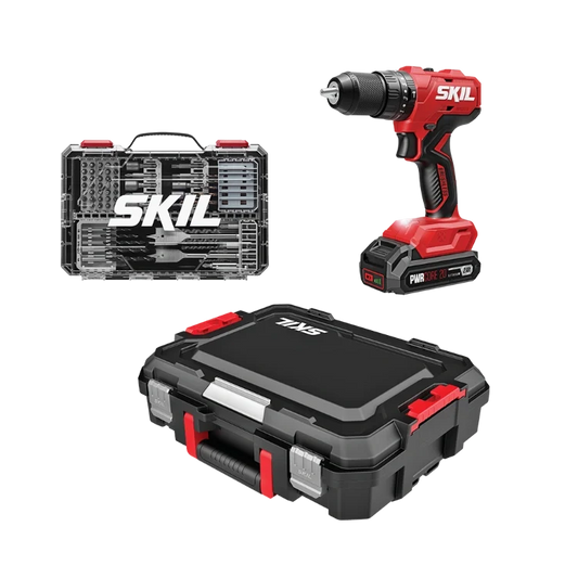 SKIL HD6280B-11 Brushless 20V Hammer Drill Kit, with 75-Pc. Drill & Drive Bit Set with Interlocking Case