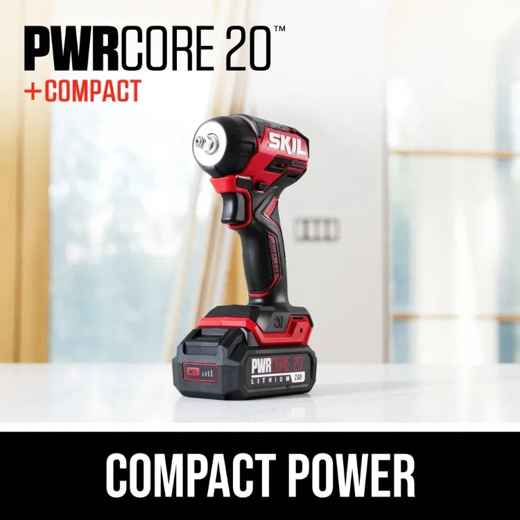 SKIL IW6739B-10 PWR CORE 20™ Brushless 20V 3/8 IN. Compact Impact Wrench Kit