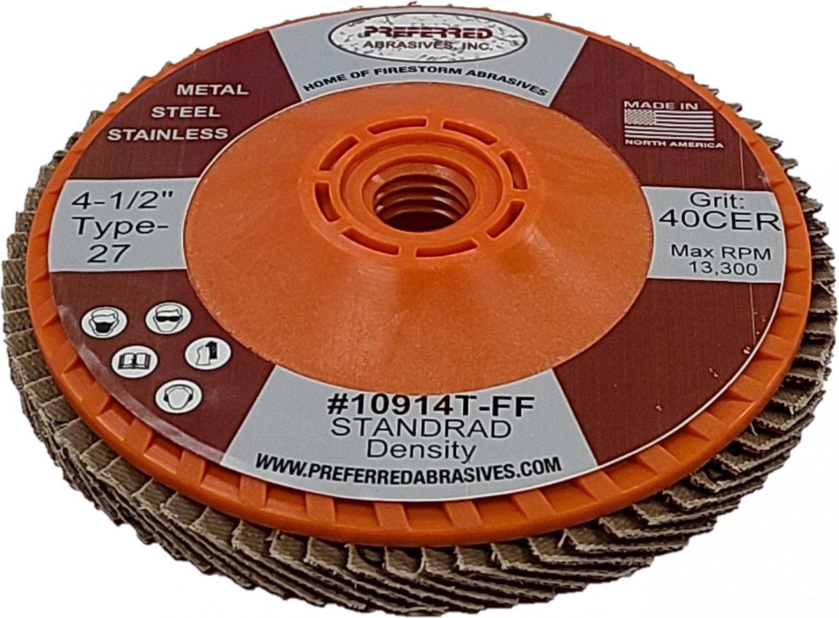 Preferred Abrasives Firestorm FasTrim® Hi-Density Trimmable Flap Discs 60 Ceramic Grit 10920T-FF