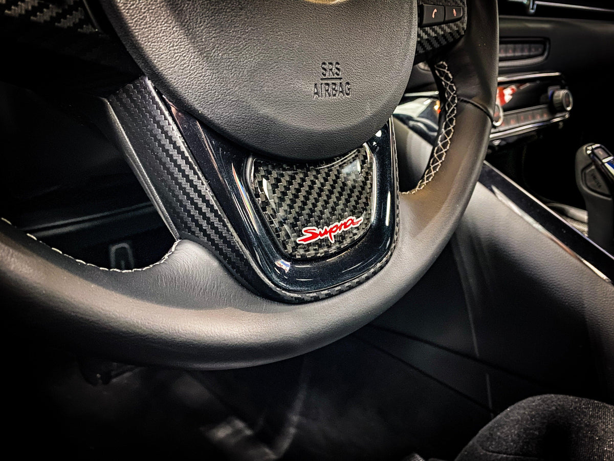 Real Carbon "Supra" Steering Wheel Trim Overlay (Lower) - 2020+ Supra