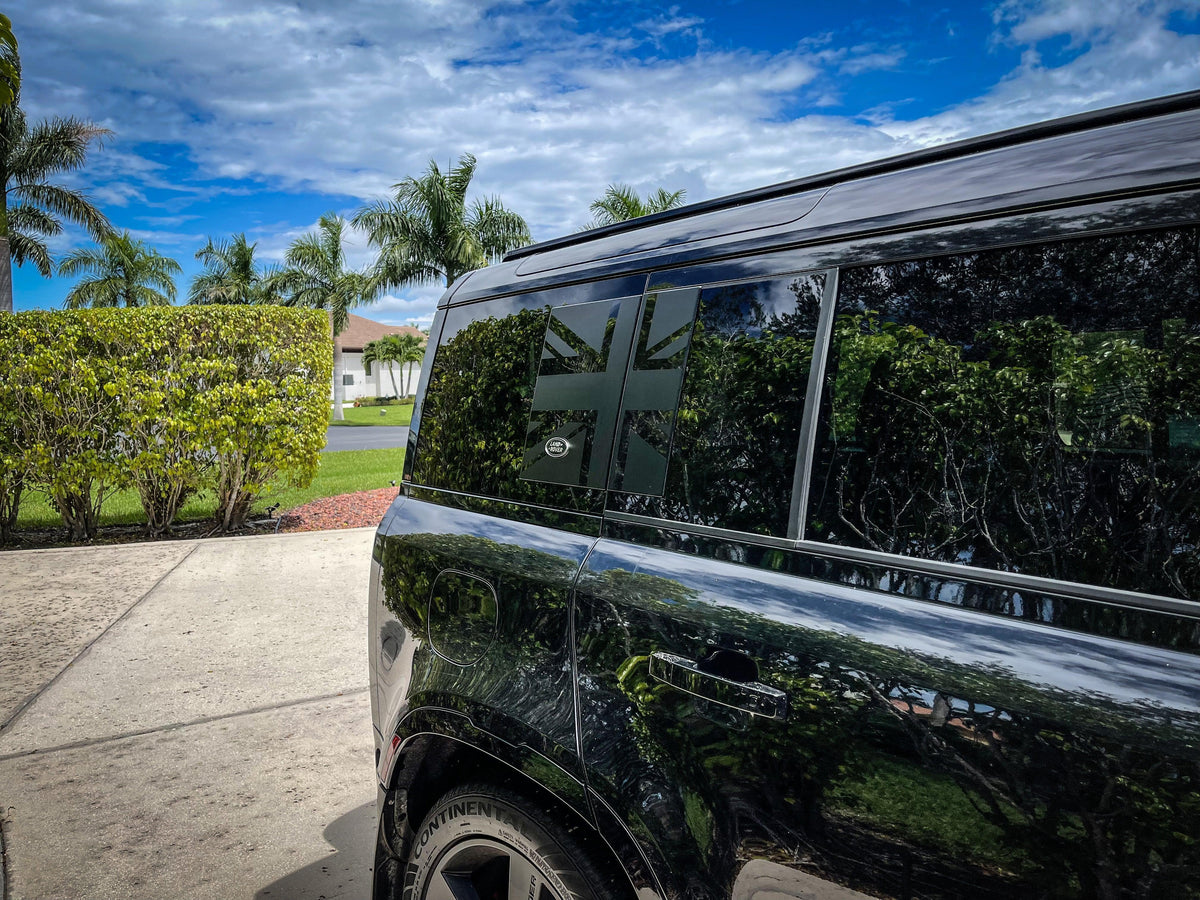 Union Jack Side Window Panel Overlay (Matte Black) - 2020+ Land Rover Defender 110 / 130