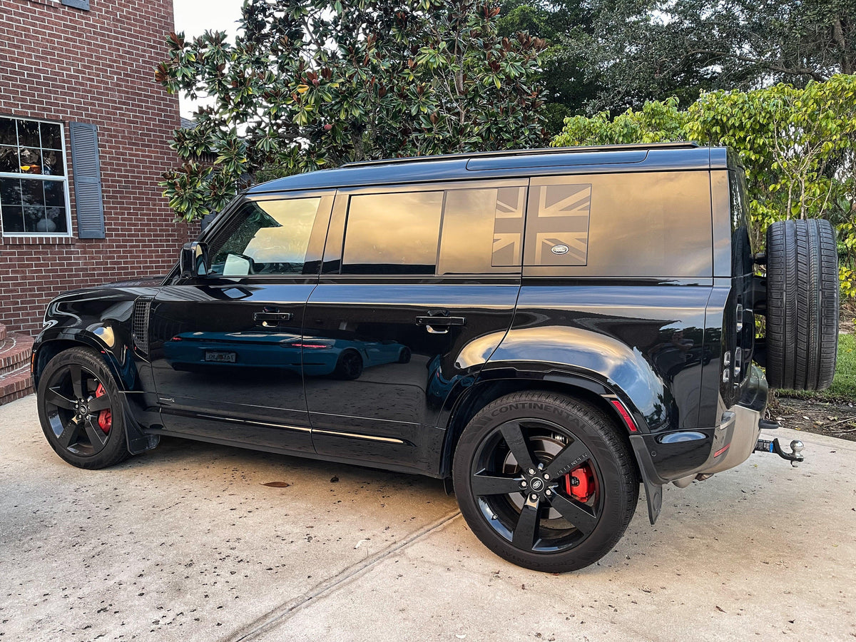 Union Jack Side Window Panel Overlay (Matte Black) - 2020+ Land Rover Defender 110 / 130