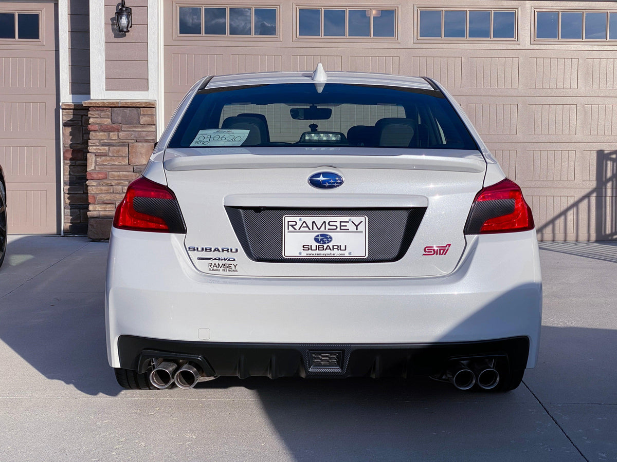 V1 3D Carbon License Plate Panel Black Out Overlays - 2015-2020 Subaru WRX / STI