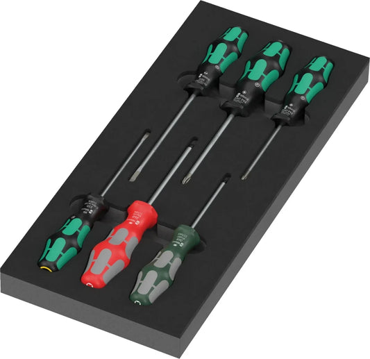 Wera 05150129001 9719 Kraftform Series 300 Screwdriver Set 3 in Foam Insert - 7 Piece