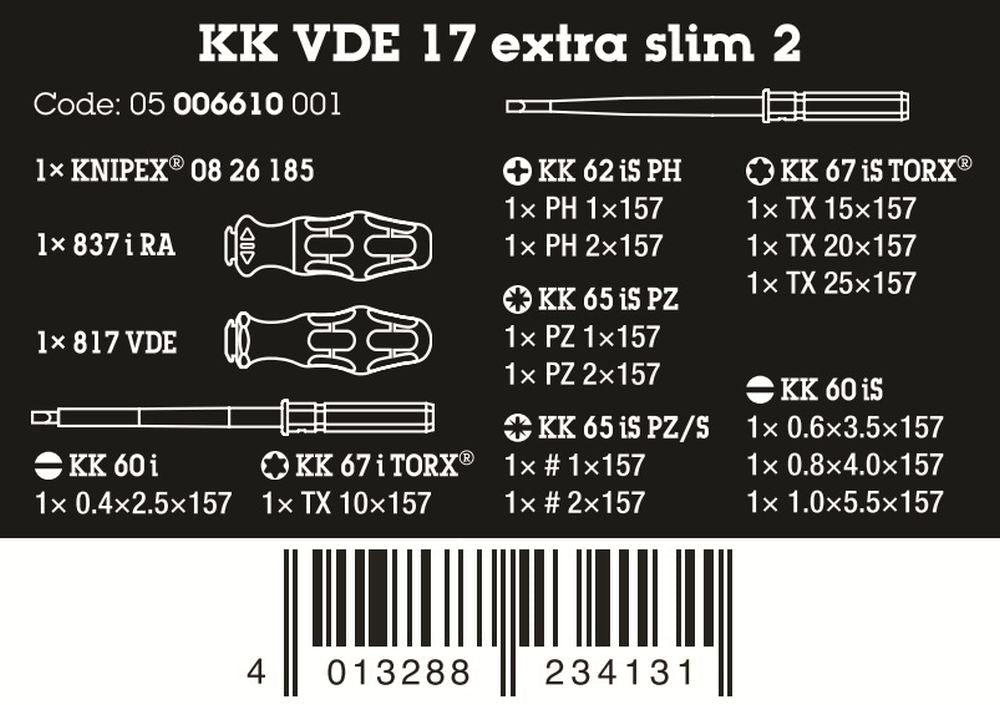 Wera Kraftform Kompakt VDE 17 Extra Slim 2 Tool Finder 17 Pieces 05006610001