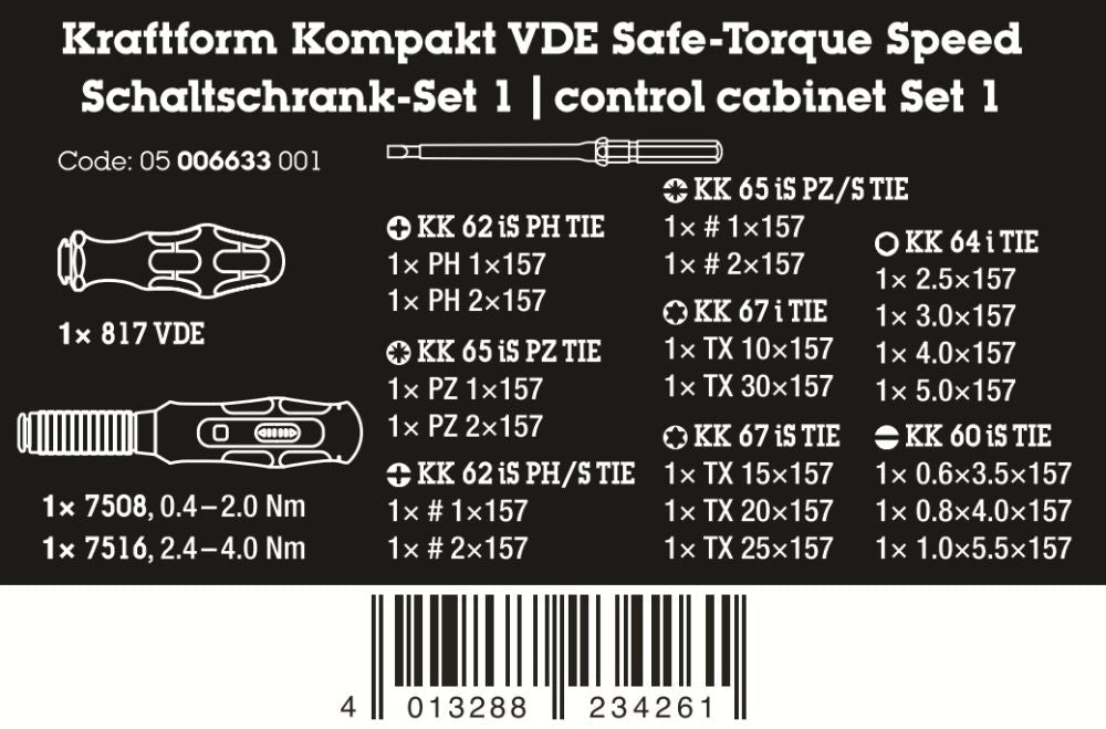 Wera Kraftform Kompakt VDE Safe Torque Speed Control Cabinet Set 1 05006633001